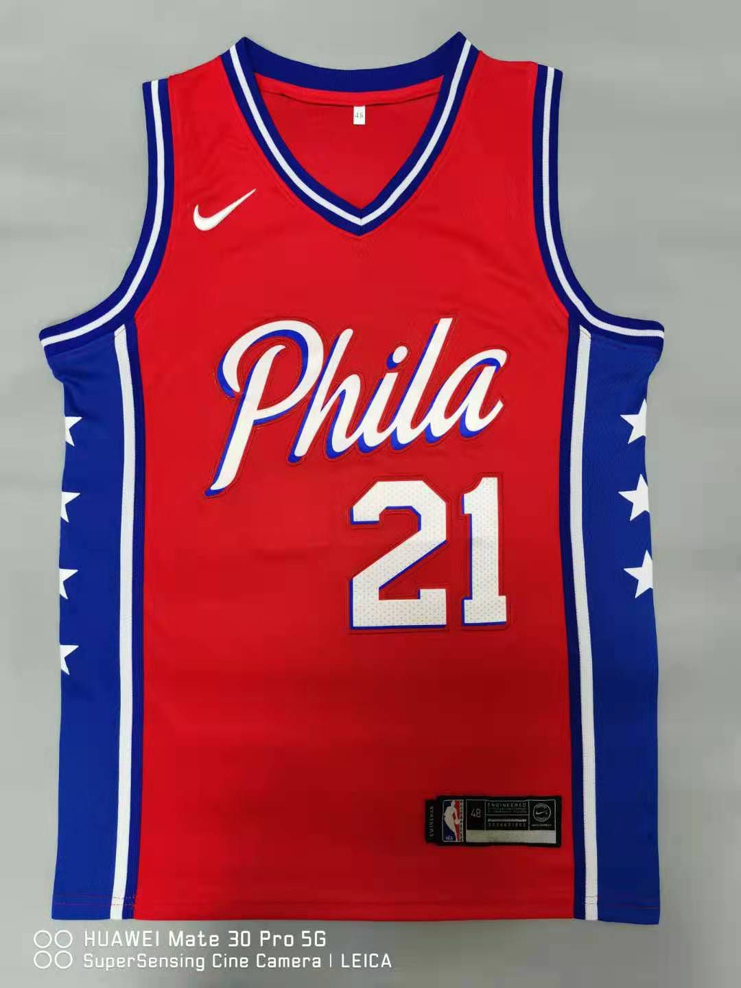 Cheap Men Philadelphia 76ers 21 Embiid Red 2021 Nike Game NBA Jersey